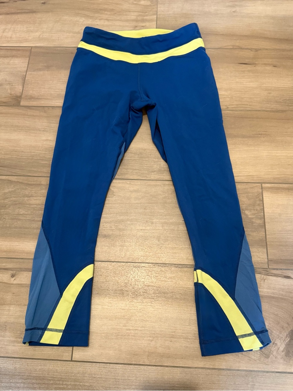 lululemon athletica Blue Leggings with Yellow Accents